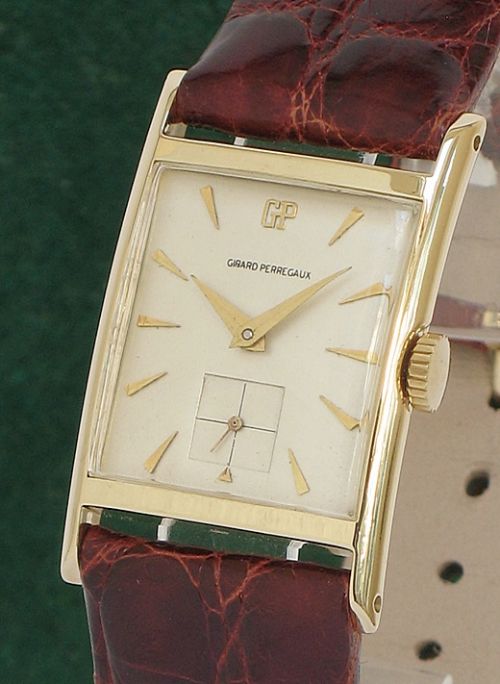 fig 2. VERY RARE SOLID 18CT GOLD GIRARD PERREGAUX MENS WATCH C1950