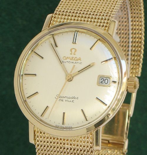 fig 4. STUNNING SOLID 9CT GOLD OMEGA SEAMASTER DEVILLE AUTOMATIC MENS WATCH