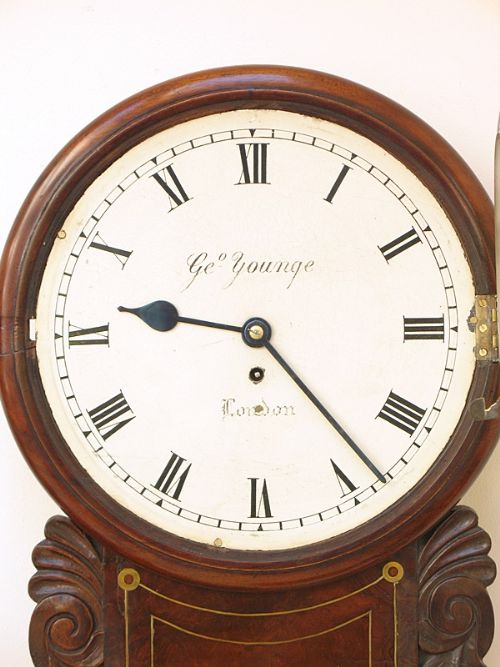 fig 2. SUPERB MAHOGANY DROP DIAL GEROGIAN REGENCY FUSEE WALL CLOCK BY GEORGE YOUNGE OF LONDON C1820