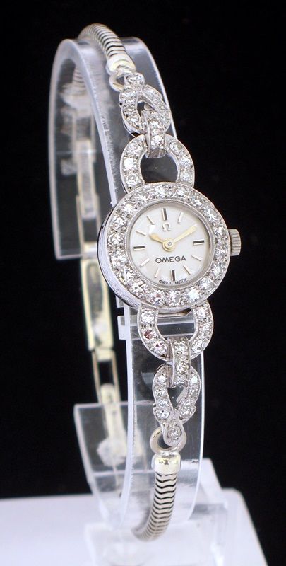 Stunning Platinum and Diamond Omega Art Deco Ladies Cocktail Watch C1930