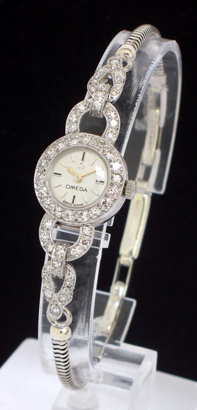 fig 1. STUNNING PLATINUM AND DIAMOND OMEGA ART DECO LADIES COCKTAIL WATCH c1930