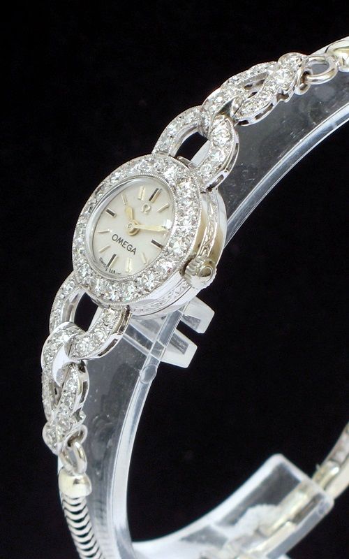 fig 3. STUNNING PLATINUM AND DIAMOND OMEGA ART DECO LADIES COCKTAIL WATCH c1930