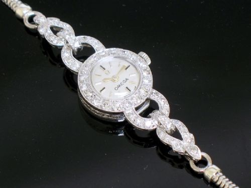 fig 5. STUNNING PLATINUM AND DIAMOND OMEGA ART DECO LADIES COCKTAIL WATCH c1930