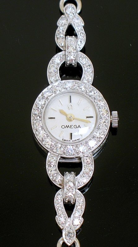 fig 8. STUNNING PLATINUM AND DIAMOND OMEGA ART DECO LADIES COCKTAIL WATCH c1930