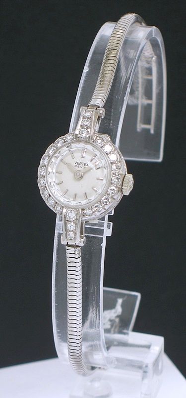 Beautiful Platinum and Diamond Vertex Review Ladies Cocktail Watch C1950