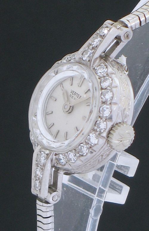 fig 2. BEAUTIFUL PLATINUM AND DIAMOND VERTEX REVIEW LADIES COCKTAIL WATCH C1950
