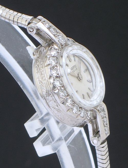 fig 4. BEAUTIFUL PLATINUM AND DIAMOND VERTEX REVIEW LADIES COCKTAIL WATCH C1950