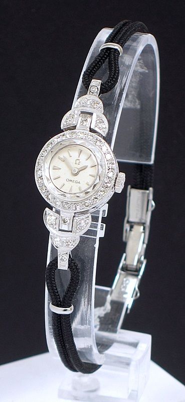 fig 1. WONDERFUL OMEGA PLATINUM AND DIAMOND LADIES COCKTAIL WATCH