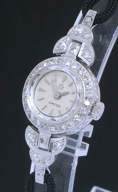 fig 2. WONDERFUL OMEGA PLATINUM AND DIAMOND LADIES COCKTAIL WATCH