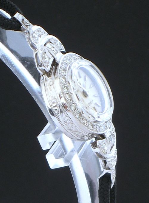 fig 4. WONDERFUL OMEGA PLATINUM AND DIAMOND LADIES COCKTAIL WATCH
