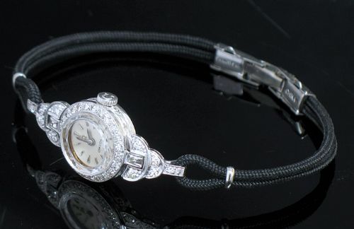 fig 6. WONDERFUL OMEGA PLATINUM AND DIAMOND LADIES COCKTAIL WATCH