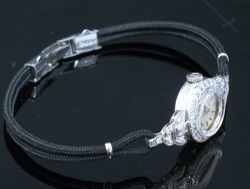 fig 8. WONDERFUL OMEGA PLATINUM AND DIAMOND LADIES COCKTAIL WATCH