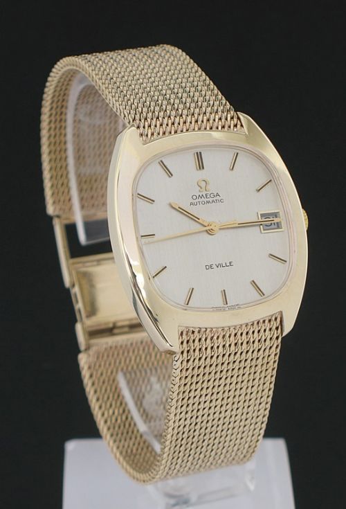 fig 1. STUNNING SOLID 9CT GOLD OMEGA DEVILLE AUTOMATIC DATE MENS WATCH