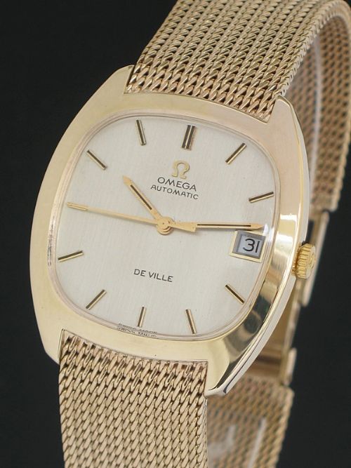 fig 2. STUNNING SOLID 9CT GOLD OMEGA DEVILLE AUTOMATIC DATE MENS WATCH