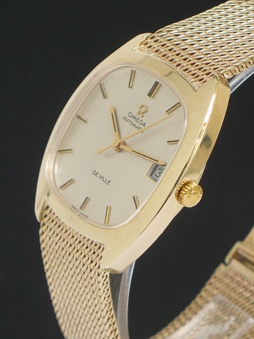 fig 3. STUNNING SOLID 9CT GOLD OMEGA DEVILLE AUTOMATIC DATE MENS WATCH