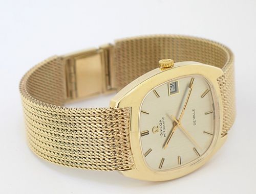 fig 10. STUNNING SOLID 9CT GOLD OMEGA DEVILLE AUTOMATIC DATE MENS WATCH