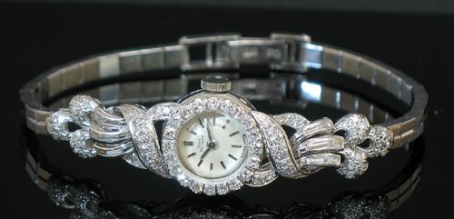 fig 3. STUNNING SOLID 18CT WHITE GOLD AND DIAMOND GIRARD PERREGAUX LADIES ART DECO COCKTAIL WATCH