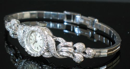 fig 5. STUNNING SOLID 18CT WHITE GOLD AND DIAMOND GIRARD PERREGAUX LADIES ART DECO COCKTAIL WATCH