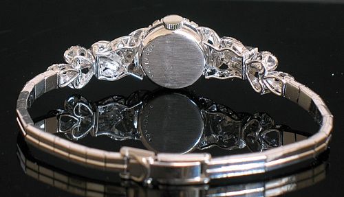 fig 6. STUNNING SOLID 18CT WHITE GOLD AND DIAMOND GIRARD PERREGAUX LADIES ART DECO COCKTAIL WATCH