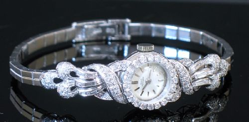 fig 8. STUNNING SOLID 18CT WHITE GOLD AND DIAMOND GIRARD PERREGAUX LADIES ART DECO COCKTAIL WATCH