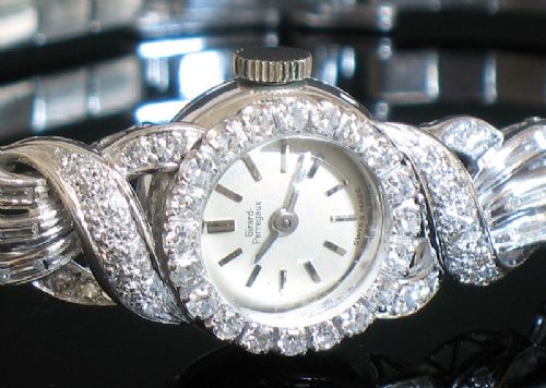 fig 9. STUNNING SOLID 18CT WHITE GOLD AND DIAMOND GIRARD PERREGAUX LADIES ART DECO COCKTAIL WATCH