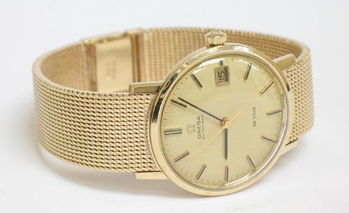 fig 1. STUNNING SOLID 9CT GOLD OMEGA DE VILLE AUTOMATIC MENS WATCH
