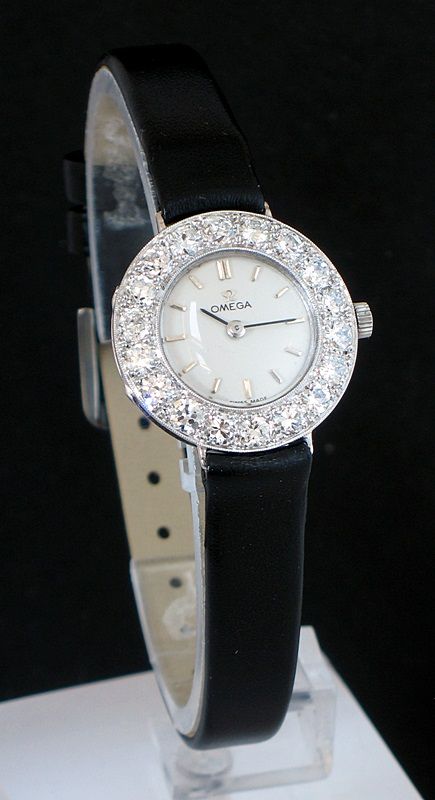 Stunning Omega Platinum and 4cts of Diamonds Ladies Art Deco Cocktail Watch
