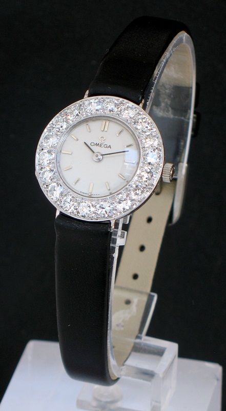 fig 1. STUNNING OMEGA PLATINUM AND 4CTS OF DIAMONDS LADIES ART DECO COCKTAIL WATCH