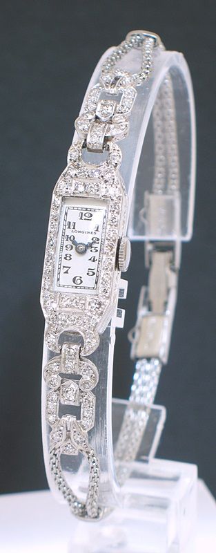Beautiful Longines Platinum and Diamond Art Deco Ladies Cocktail Watch C1930