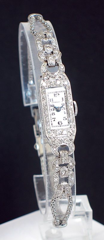 fig 1. BEAUTIFUL LONGINES PLATINUM AND DIAMOND ART DECO LADIES COCKTAIL WATCH C1930