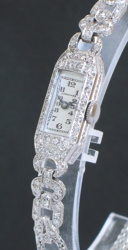fig 3. BEAUTIFUL LONGINES PLATINUM AND DIAMOND ART DECO LADIES COCKTAIL WATCH C1930