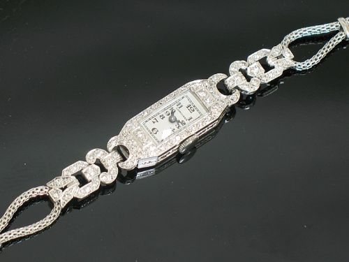 fig 4. BEAUTIFUL LONGINES PLATINUM AND DIAMOND ART DECO LADIES COCKTAIL WATCH C1930