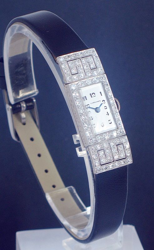 fig 3. DIVINE LONGINES PLATINUM AND DIAMOND ART DECO LADIES COCKTAIL WATCH c1940