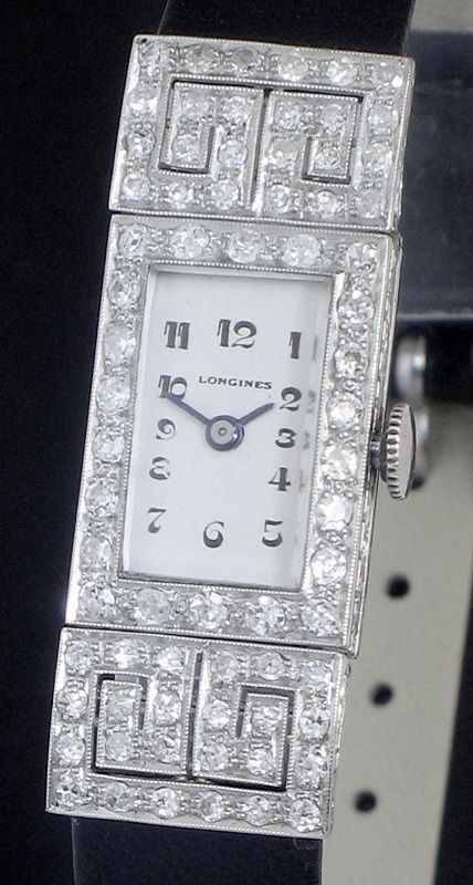 fig 4. DIVINE LONGINES PLATINUM AND DIAMOND ART DECO LADIES COCKTAIL WATCH c1940