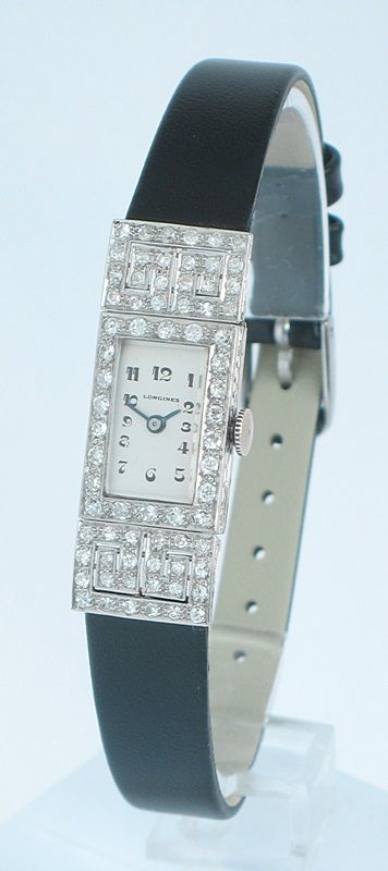 fig 5. DIVINE LONGINES PLATINUM AND DIAMOND ART DECO LADIES COCKTAIL WATCH c1940