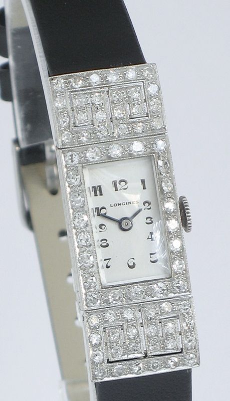 fig 6. DIVINE LONGINES PLATINUM AND DIAMOND ART DECO LADIES COCKTAIL WATCH c1940