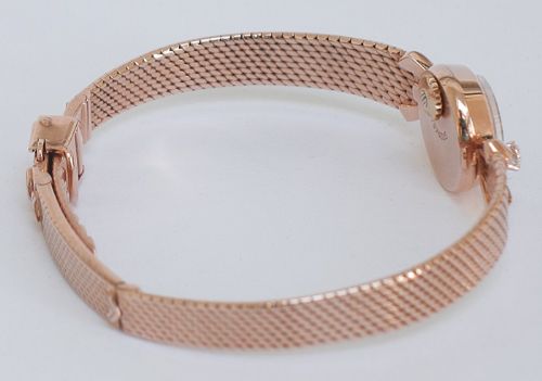 fig 5. BEAUTIFUL RARE OMEGA SOLID 18CT ROSE GOLD BACKWINDER LADIES WATCH