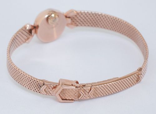 fig 7. BEAUTIFUL RARE OMEGA SOLID 18CT ROSE GOLD BACKWINDER LADIES WATCH