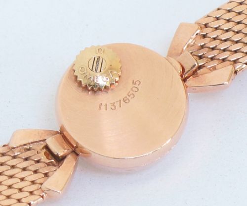 fig 9. BEAUTIFUL RARE OMEGA SOLID 18CT ROSE GOLD BACKWINDER LADIES WATCH