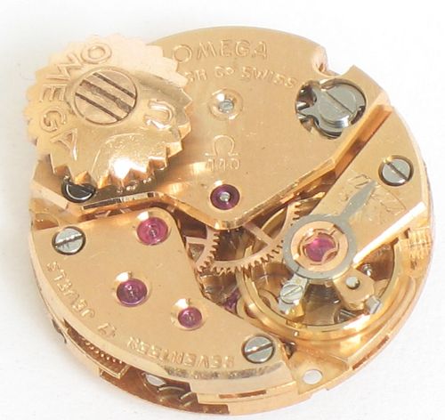 fig 11. BEAUTIFUL RARE OMEGA SOLID 18CT ROSE GOLD BACKWINDER LADIES WATCH