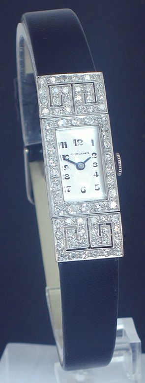 fig 1. DIVINE LONGINES PLATINUM AND DIAMOND ART DECO LADIES COCKTAIL WATCH c1940