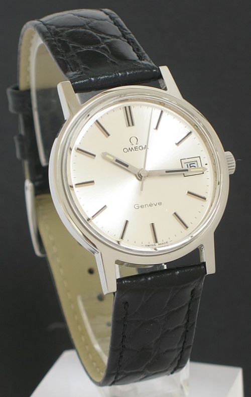 fig 1. SUPERB OMEGA GENEVE QUICK SET DATE MENS WATCH