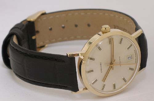 fig 5. SOLID 9CT GOLD GARRARD AUTOMATIC WITH DATE MENS WATCH