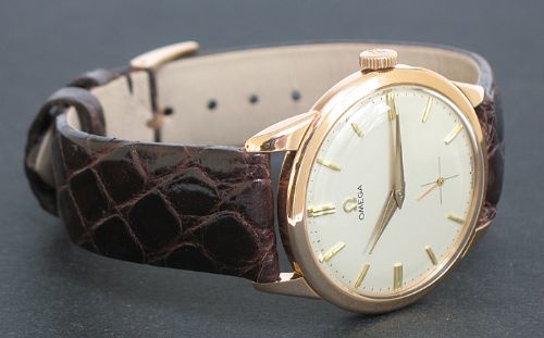 fig 5. STUNNING SOLID 18CT 18K ROSE GOLD OMEGA CALIBRE 267 MENS WATCH C1958