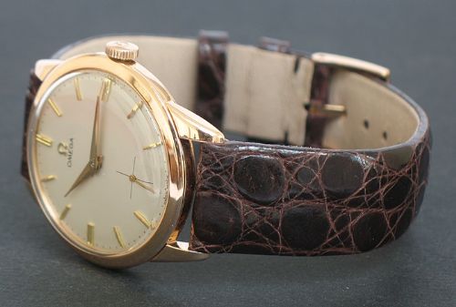 fig 6. STUNNING SOLID 18CT 18K ROSE GOLD OMEGA CALIBRE 267 MENS WATCH C1958