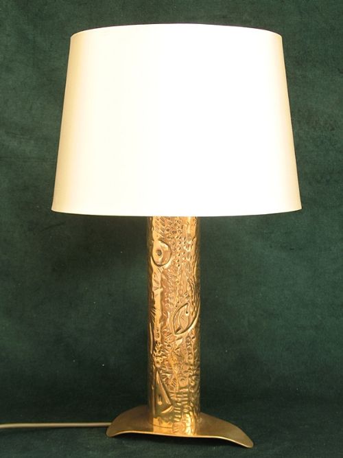 Arts and Crafts Bronze Table Lamp Depicting Nautical Scenes C1930