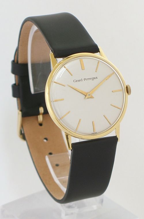 Stunning Solid 18ct Gold Girard Perregaux Mens Slimline Dress Watch