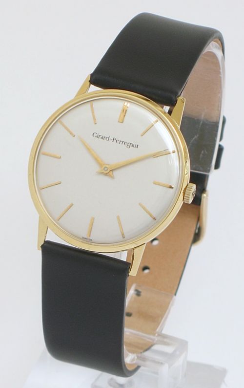 fig 1. STUNNING SOLID 18CT GOLD GIRARD PERREGAUX MENS SLIMLINE DRESS WATCH