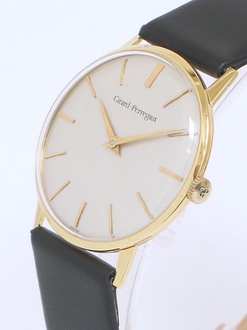 fig 2. STUNNING SOLID 18CT GOLD GIRARD PERREGAUX MENS SLIMLINE DRESS WATCH