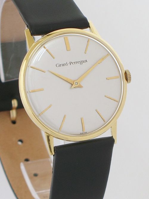 fig 3. STUNNING SOLID 18CT GOLD GIRARD PERREGAUX MENS SLIMLINE DRESS WATCH